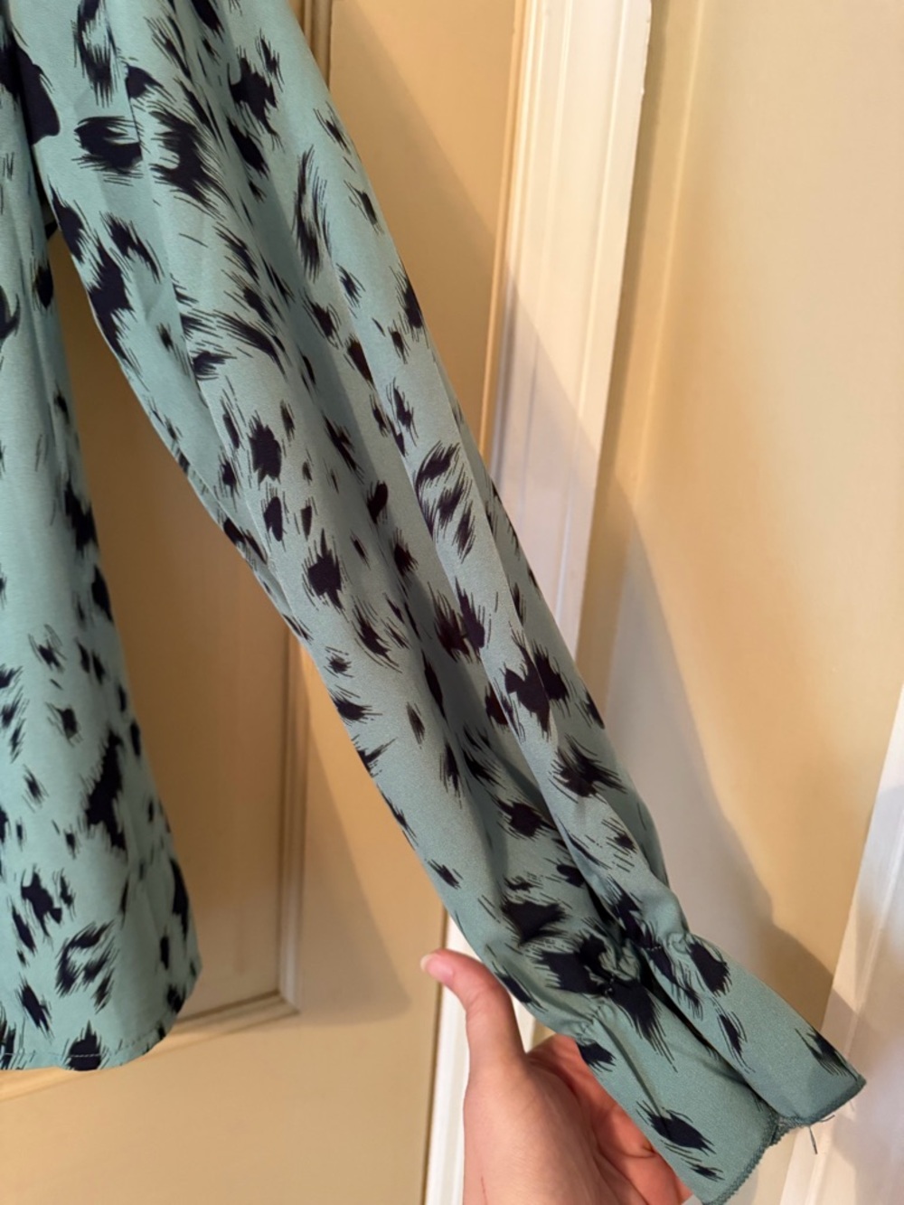 SHEIN Aqua Blouse with Black Abstract Spot Print - Picture 3 of 6
